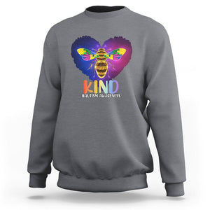 Bee Autism Awareness Sweatshirt Be Kind Pun Puzzle Piece Heart Love Support Autistic TS02 Charcoal Printyourwear