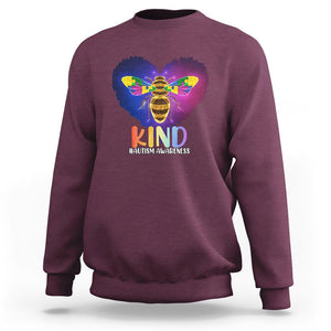 Bee Autism Awareness Sweatshirt Be Kind Pun Puzzle Piece Heart Love Support Autistic TS02 Maroon Printyourwear