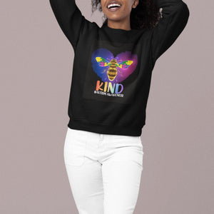 Bee Autism Awareness Sweatshirt Be Kind Pun Puzzle Piece Heart Love Support Autistic TS02 Printyourwear