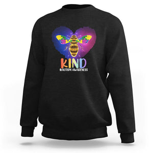 Bee Autism Awareness Sweatshirt Be Kind Pun Puzzle Piece Heart Love Support Autistic TS02 Black Printyourwear