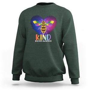 Bee Autism Awareness Sweatshirt Be Kind Pun Puzzle Piece Heart Love Support Autistic TS02 Dark Forest Green Printyourwear