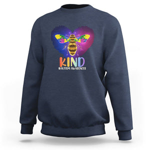 Bee Autism Awareness Sweatshirt Be Kind Pun Puzzle Piece Heart Love Support Autistic TS02 Navy Printyourwear