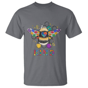 Bee Autism Awareness T Shirt Be Kind Bumblebee Spectrum Ribbon Puzzle Piece TS02 Charcoal Printyourwear