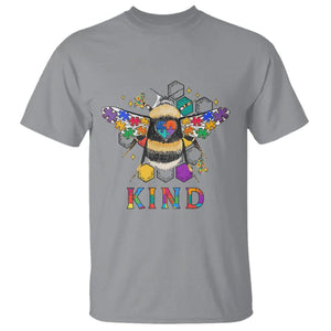 Bee Autism Awareness T Shirt Be Kind Bumblebee Spectrum Ribbon Puzzle Piece TS02 Sport Gray Printyourwear