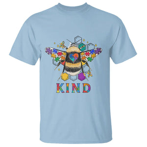 Bee Autism Awareness T Shirt Be Kind Bumblebee Spectrum Ribbon Puzzle Piece TS02 Light Blue Printyourwear