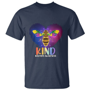 Bee Autism Awareness T Shirt Be Kind Pun Puzzle Piece Heart Love Support Autistic TS02 Navy Printyourwear