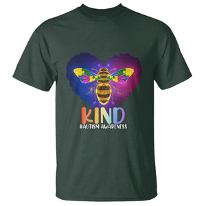 Bee Autism Awareness T Shirt Be Kind Pun Puzzle Piece Heart Love Support Autistic TS02 Dark Forest Green Printyourwear