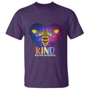 Bee Autism Awareness T Shirt Be Kind Pun Puzzle Piece Heart Love Support Autistic TS02 Purple Printyourwear