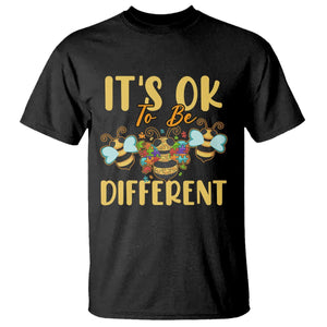 Bee Autism Awareness T Shirt It's Ok To Be Different Spectrum Puzzle Piece TS02 Black Printyourwear