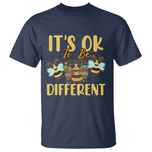 Bee Autism Awareness T Shirt It's Ok To Be Different Spectrum Puzzle Piece TS02 Navy Printyourwear