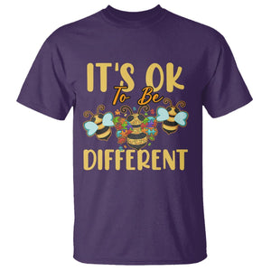 Bee Autism Awareness T Shirt It's Ok To Be Different Spectrum Puzzle Piece TS02 Purple Printyourwear