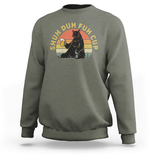 Beer Lover Sweatshirt Shuh Duh Fuh Cup Retro Funny Bear Drinking Beer Camping TS02 Printyourwear