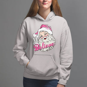 Believe Christmas Vintage Pink Santa Claus Hoodie TS09 Ice Gray Printyourwear