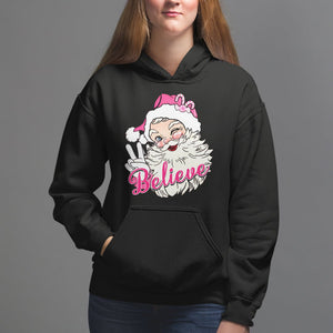 Believe Christmas Vintage Pink Santa Claus Hoodie TS09 Black Printyourwear