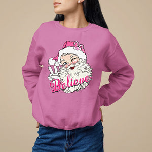 Believe Christmas Vintage Pink Santa Claus Sweatshirt TS09 Azalea Printyourwear