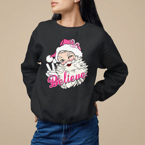 Believe Christmas Vintage Pink Santa Claus Sweatshirt TS09 Black Printyourwear