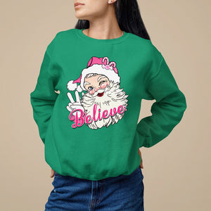 Believe Christmas Vintage Pink Santa Claus Sweatshirt TS09 Irish Green Printyourwear