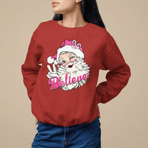 Believe Christmas Vintage Pink Santa Claus Sweatshirt TS09 Red Printyourwear