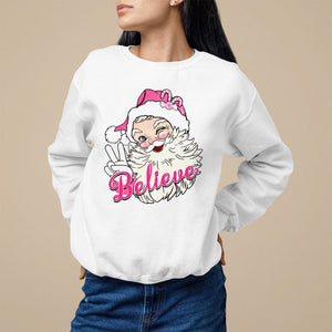 Believe Christmas Vintage Pink Santa Claus Sweatshirt TS09 White Printyourwear