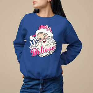 Believe Christmas Vintage Pink Santa Claus Sweatshirt TS09 Royal Blue Printyourwear