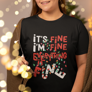 Funny Christmas T Shirt It's Fine I'm Fine Everthing Is Fine Xmas Lights TS02 Printyourwear