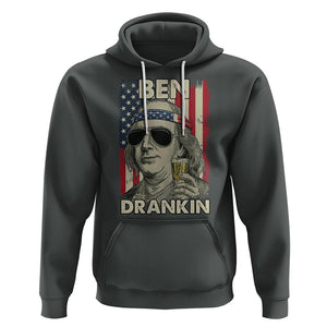 Benjamin Franklin Hoodie Ben Drankin' Funny 4th Of July TS02 Dark Heather Printyourwear