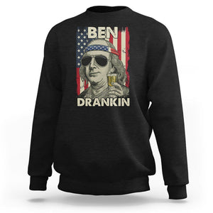 Benjamin Franklin Sweatshirt Ben Drankin' Funny 4th Of July TS02 Black Printyourwear