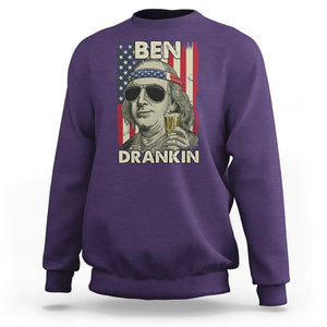 Benjamin Franklin Sweatshirt Ben Drankin' Funny 4th Of July TS02 Purple Printyourwear