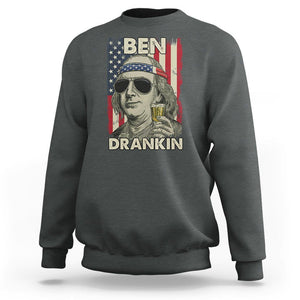 Benjamin Franklin Sweatshirt Ben Drankin' Funny 4th Of July TS02 Dark Heather Printyourwear