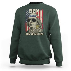 Benjamin Franklin Sweatshirt Ben Drankin' Funny 4th Of July TS02 Dark Forest Green Printyourwear