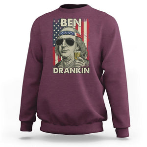 Benjamin Franklin Sweatshirt Ben Drankin' Funny 4th Of July TS02 Maroon Printyourwear