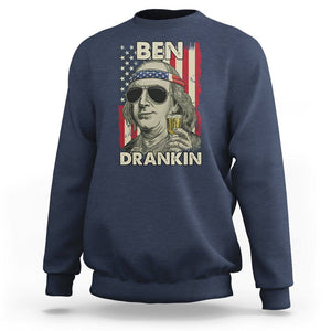 Benjamin Franklin Sweatshirt Ben Drankin' Funny 4th Of July TS02 Navy Printyourwear