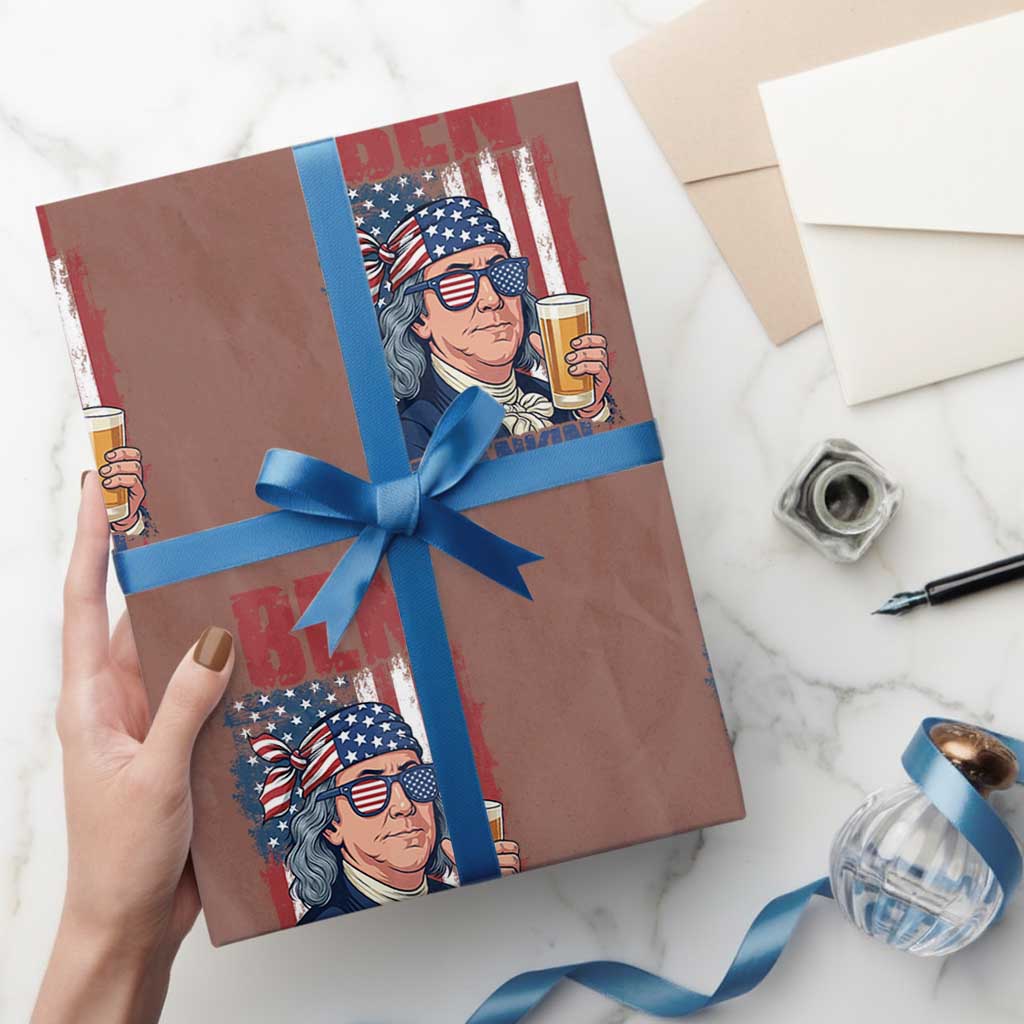 Benjamin Franklin Wrapping Paper Roll Funny Ben Drankin American History TS12 Mocha Print Your Wear