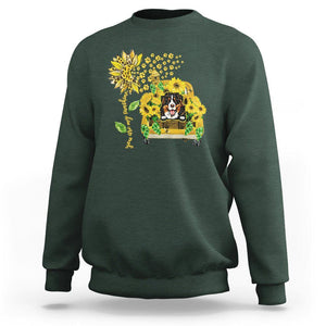 Bernese Mountain Dog Sweatshirt You Are My Sunshine Sunflower TS02 Dark Forest Green Printyourwear