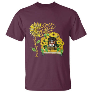 Bernese Mountain Dog T Shirt You Are My Sunshine Sunflower TS02 Maroon Printyourwear