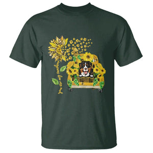 Bernese Mountain Dog T Shirt You Are My Sunshine Sunflower TS02 Dark Forest Green Printyourwear