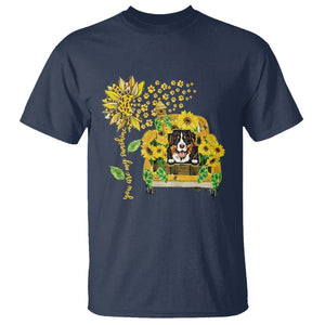 Bernese Mountain Dog T Shirt You Are My Sunshine Sunflower TS02 Navy Printyourwear