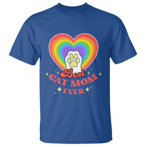 Best Cat Mom Ever T Shirt Cute Rainbow Cat Paw Print Mother's Day Gifts for Cats Lover TS02 Royal Blue Printyourwear