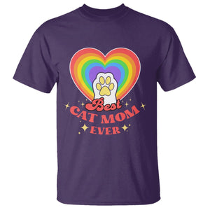 Best Cat Mom Ever T Shirt Cute Rainbow Cat Paw Print Mother's Day Gifts for Cats Lover TS02 Purple Printyourwear