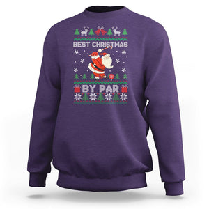 Best Christmas By Par Santa Claus Golfer Xmas Golf Sweatshirt TS09 Purple Printyourwear