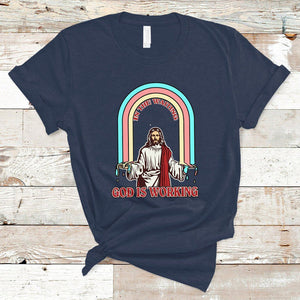 Bible Verse T Shirt Jesus In The Waiting God Is Working Christian Bible Religious TS02 Navy Printyourwear