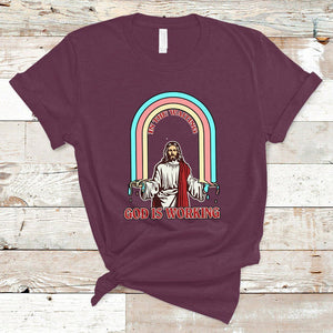 Bible Verse T Shirt Jesus In The Waiting God Is Working Christian Bible Religious TS02 Maroon Printyourwear