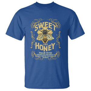 Bible Verse T Shirt Sweet Like Honey Psalm 119:103 Christian Faith Retro Vintage TS02 Royal Blue Print Your Wear