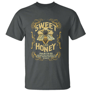 Bible Verse T Shirt Sweet Like Honey Psalm 119:103 Christian Faith Retro Vintage TS02 Dark Heather Print Your Wear