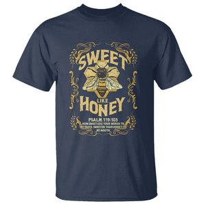 Bible Verse T Shirt Sweet Like Honey Psalm 119:103 Christian Faith Retro Vintage TS02 Navy Print Your Wear