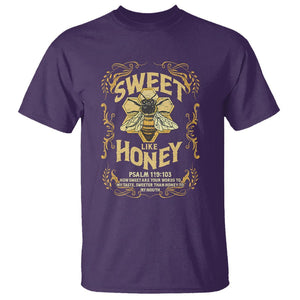 Bible Verse T Shirt Sweet Like Honey Psalm 119:103 Christian Faith Retro Vintage TS02 Purple Print Your Wear