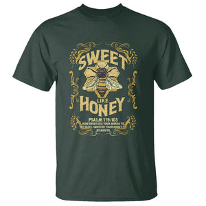 Bible Verse T Shirt Sweet Like Honey Psalm 119:103 Christian Faith Retro Vintage TS02 Dark Forest Green Print Your Wear