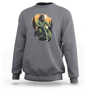 Bigfoot Biker Funny Sasquatch Riding A Motorcycle Vintage Sweatshirt TS09 Charcoal Printyourwear