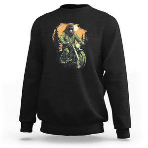 Bigfoot Biker Funny Sasquatch Riding A Motorcycle Vintage Sweatshirt TS09 Black Printyourwear