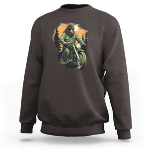 Bigfoot Biker Funny Sasquatch Riding A Motorcycle Vintage Sweatshirt TS09 Dark Chocolate Printyourwear